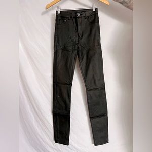 High Waist Black Faux Leather Jeggings